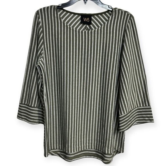 Anthropologie: W5 Gray and White Striped Blouse NWT - Picture 2 of 3